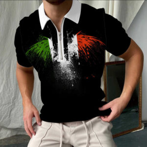 European And American Cross-border New Men's 3D Polo Shirt Amazon Independent Station Zipper Short-sleeved T-shirt Pullover Casual Men's Clothing