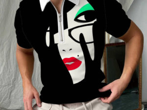 European And American Cross-border New Men's 3D Polo Shirt Amazon Independent Station Zipper Short-sleeved T-shirt Pullover Casual Men's Clothing