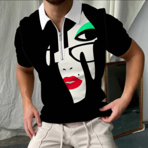 European And American Cross-border New Men's 3D Polo Shirt Amazon Independent Station Zipper Short-sleeved T-shirt Pullover Casual Men's Clothing
