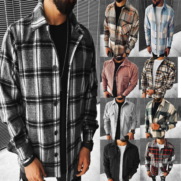 Men's Plaid Shirt Long Sleeves & Pocket