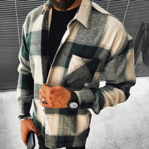 Men's Plaid Shirt Long Sleeves & Pocket