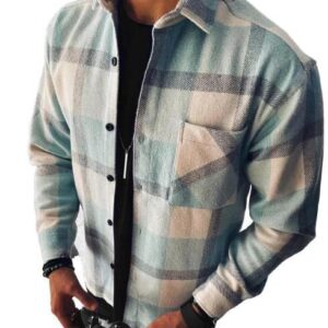 Men's Plaid Shirt Long Sleeves & Pocket