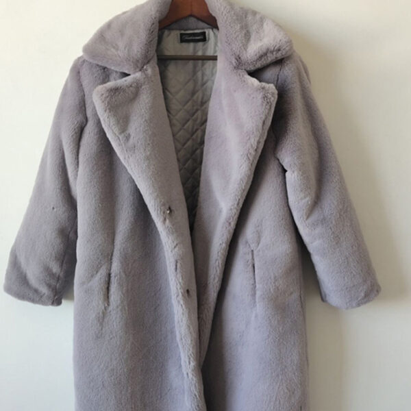 Women's Maxi-Length Thick Imitation Fur Coat