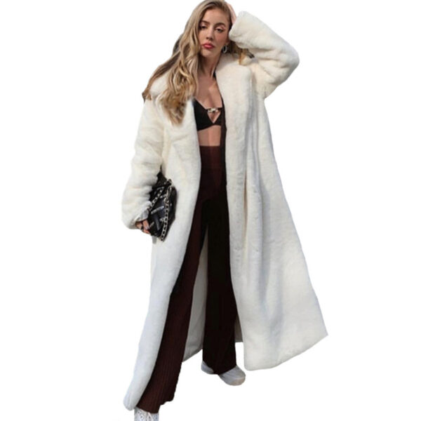 Women's Maxi-Length Thick Imitation Fur Coat