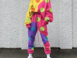 Printed Crew Neck Long-sleeved Casual Sports Two-piece Sweatshirt and Sweatpants