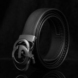 Men's Gucci Style Letter G Buckle Plaid Lychee Pattern Leather Belt