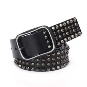 Stylish Layered Alloy Buckle Head Cowhide Retro Tattoo Belt