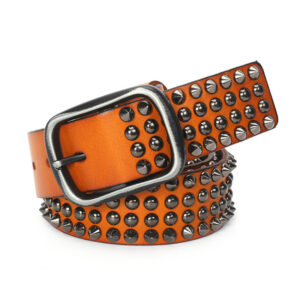 Stylish Layered Alloy Buckle Head Cowhide Retro Tattoo Belt