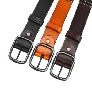 Stylish Layered Alloy Buckle Head Cowhide Retro Tattoo Belt