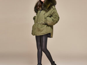 Women's Oversized Mid-length Warm Raccoon Down Fur Collar Jacket