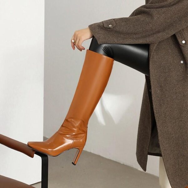 Women's Square Toe Knee High Boots Thick Heels