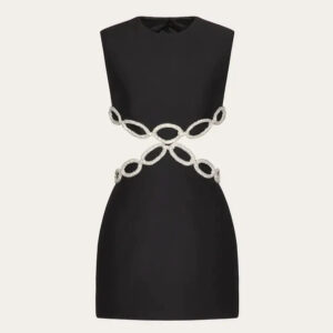 Women's Sleeveless Hollow Waist Crystal Drilling Detail Bandage Dress