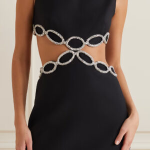 Women's Sleeveless Hollow Waist Crystal Drilling Detail Bandage Dress