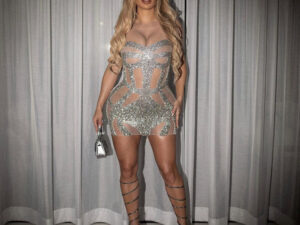 Women's Rhinestone & Mesh Dress