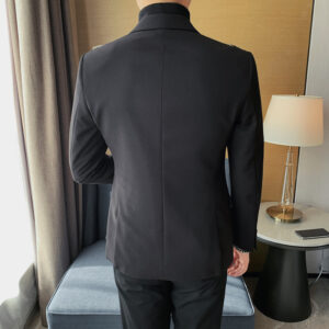 Men's Zipper Feature Double-Breasted Peak Lapel Suit Jacket Slim-Fit