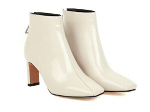 Women's Patent Leather Square-toe Ankle Boots -Sizes 34 - 48