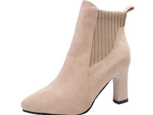 Women's Elegant Elastic Wool Mouth Thin/Block Heel Ankle Boots