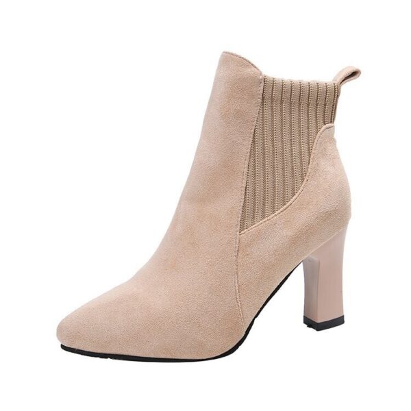 Women's Elegant Elastic Wool Mouth Thin/Block Heel Ankle Boots