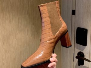 Women's Leather Square Toe Lower Calf High Heel Boots