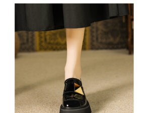 Women's Black Genuine Patent Leather Loafers Size 43