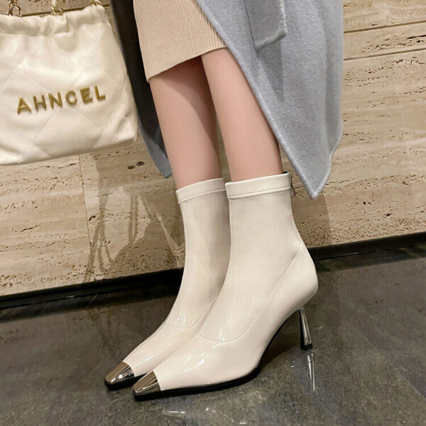 Women's Square Toe, Tall Kitten Heel, High Ankle Boots