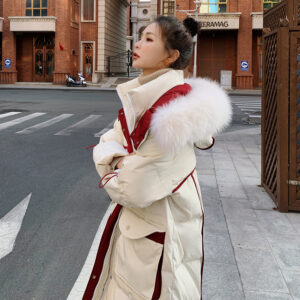 Women's Cotton Padded Contrast Coloured Fleece-lined Jacket