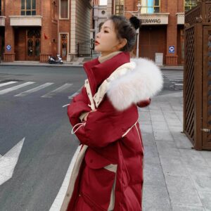 Women's Cotton Padded Contrast Coloured Fleece-lined Jacket
