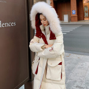 Women's Cotton Padded Contrast Coloured Fleece-lined Jacket