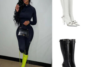 Catwalk Super Pointed Heavy Metal Rivet Black Tassel Belt Buckle Stiletto Heel Boots