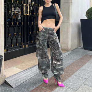 Women's Tie-dye Camouflage Multi-Pocket Cargo Pants - Risqué