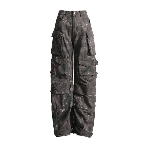 Women's Tie-dye Camouflage Multi-Pocket Cargo Pants - Risqué