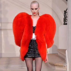 Heart-Shaped Imitation Fur Mid-length Evening Jacket