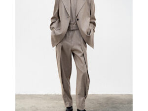 Women's Wool Loose Fitting One Button Two-Colour Suit