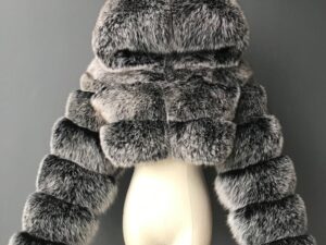 Women's Hooded Cropped Long Sleeve Imitation Fox Fur Jacket