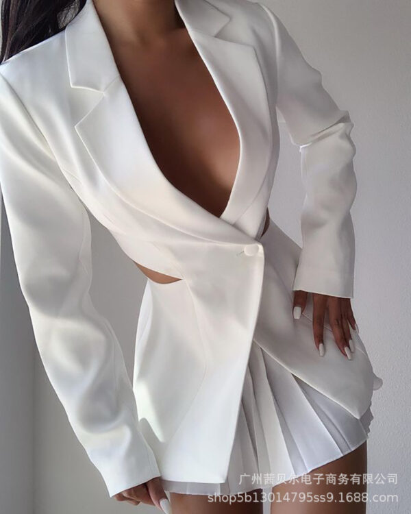 New White Exposed Waist Suit Jacket