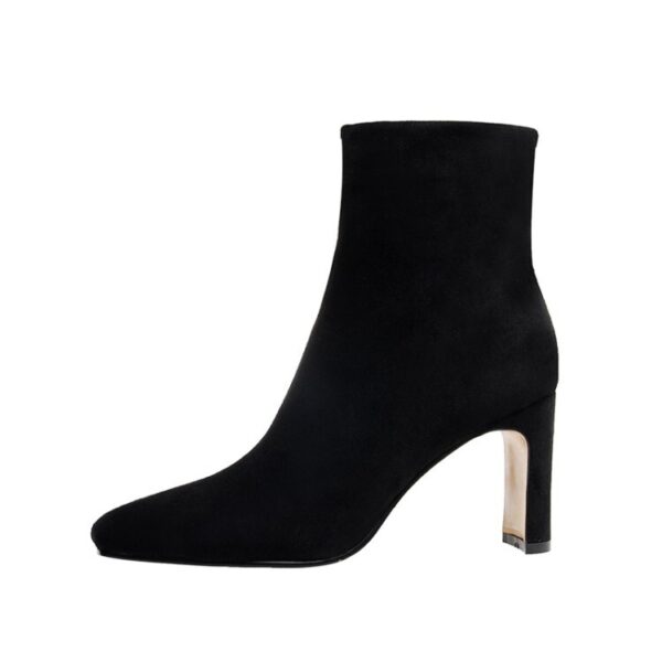 Women's Side Zipper French Chunky Heel Ankle Boots