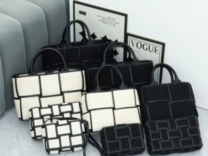 Black And White Woven Bag Canvas/Cowhide/Small Square Bag/Shoulder/Crossbody Bag For Women