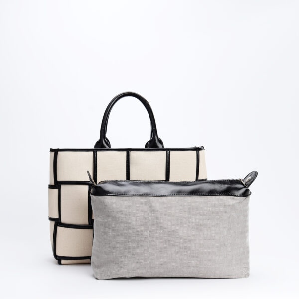 Black And White Woven Bag Canvas/Cowhide/Small Square Bag/Shoulder/Crossbody Bag For Women