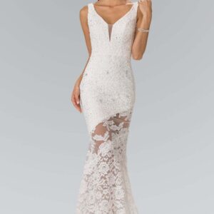Long Dress Illusion Lace Cut-