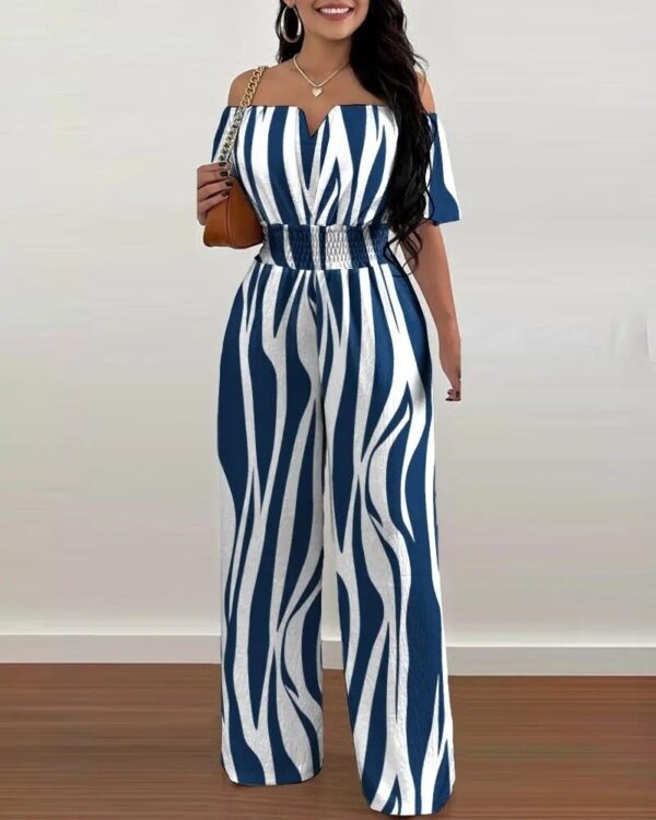 Printed Strapless Elasticated Loose-fitting Jumpsuit