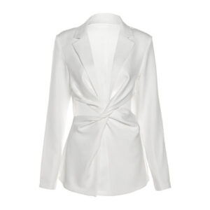 Mid-length White Jacket With Front knot Feature