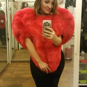 Heart-Shaped Imitation Fur Mid-length Evening Jacket