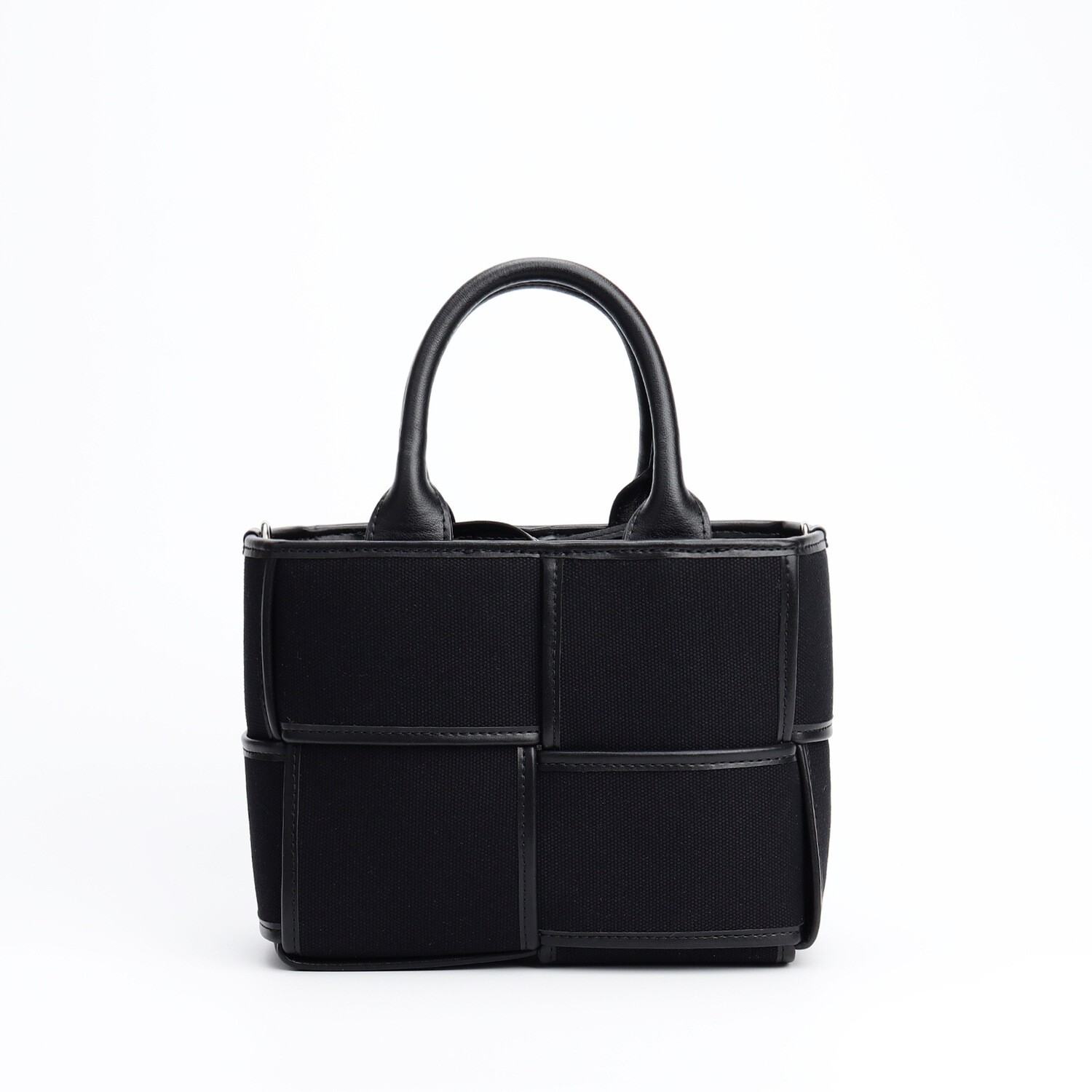 Black And White Woven Bag Canvas/Cowhide/Small Square Bag/Shoulder/Crossbody Bag For Women